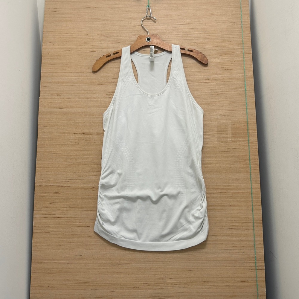 Athleta Speedlight Tank White Ruched Seamless Racerback Running Top Large